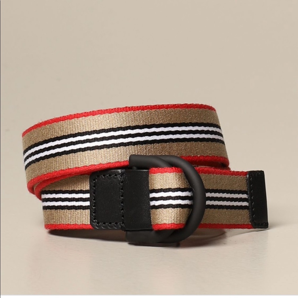 BURBERRY  icon stripe double d-ring belt
